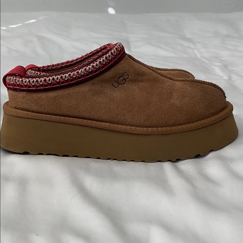 UGG Tazz II Platform Slippers Mules Slides Chestnut Suede Shoes Size 8 - Picture 5 of 14